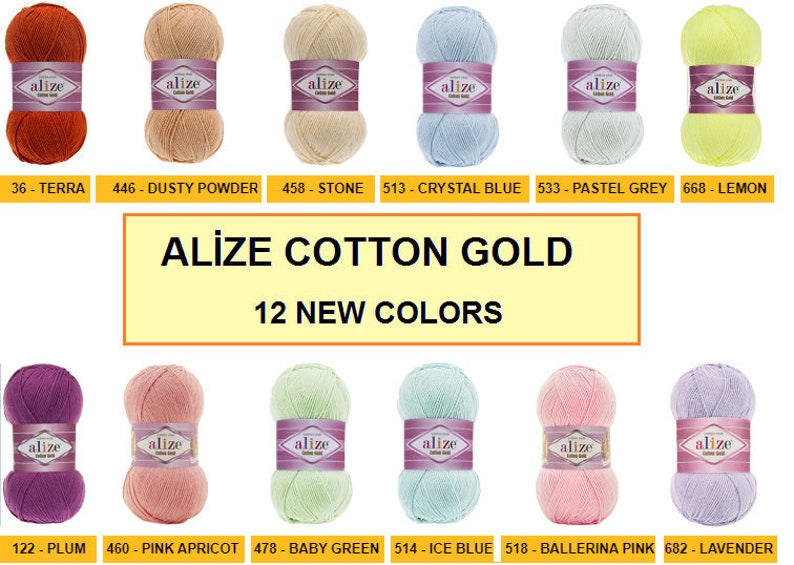 Alize Cotton Gold, Cotton yarn, Knitting Yarn, Bikini Yarn,amigurumi yarn,crochet yarn, baby yarn, swimsuit yarn, acryic yarn, lingerie yarn image 1