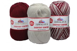 Himalaya Everyday Senfoni - Set Di 3 Matassine Di Filato Acrilico Anti-pilling (2 Tinte Unite + 1 Variegata) - Peso Worsted, 100g L'una, 196m - Per Maglieria E Uncinetto