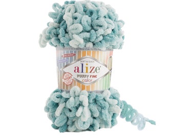 12 madejas Alize Puffy Fine Color, envío rápido y gratuito, hilo para manta de bebé, hilo de terciopelo, sin gancho ni aguja, hilo voluminoso, fácil de tejer con los dedos