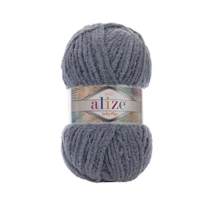 May include: A skein of gray yarn labeled "alize Baby Softy Plus".
