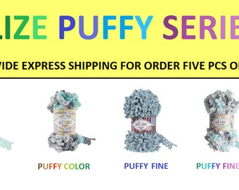 Alize puffy fine color, New Colors, Blanket Yarn, Easy Finger Knitting Yarn, blanket yarn, doll yarn, velvet yarn,no hook , no neddle,puffy