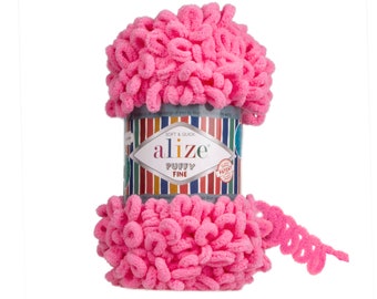 8 Skeins Alize Puffy Fine, Free Express Shipping Polyester yarn, Knitting Yarn,Baby Yarn, elastic yarn, swimsuit yarn, Terry Yarn