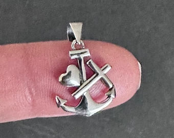 Sterling Silver Faith Hope Love Charm Pendant, DIY Jewelry