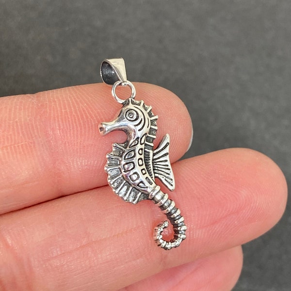 Seahorse Pendant, Sterling Silver DIY Pendant Supply, Art Deco Pendant