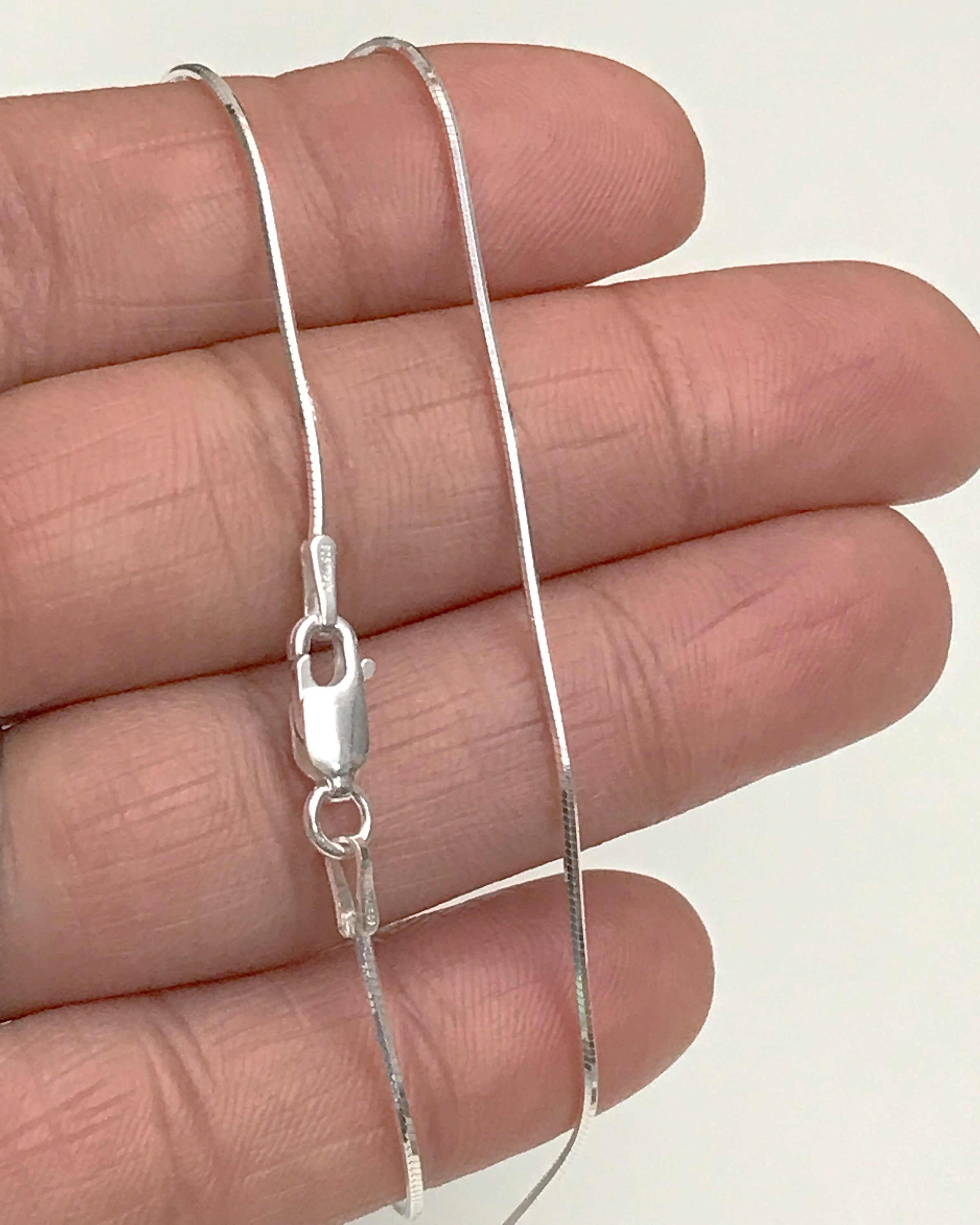 Sterling Silver 1mm Diamond-Cut Snake Chain Necklace Solid Italian