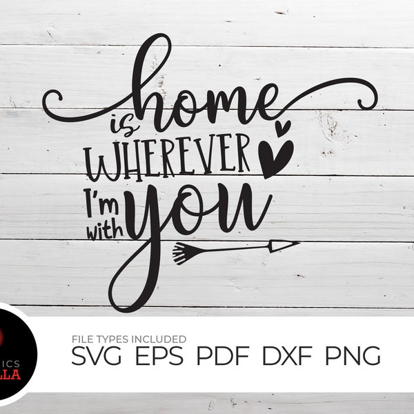 Home is wherever I'm with you, SVG Cut File, digital file, svg, handlettered svg, for cricut, for silhouette, quote svg, dxf, sayings svg