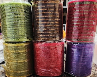 Premium Christmas/ Fall Foil Metallic Deco Mesh, Wide Decorative Mesh, 6" x 20 Yards. Double the normal length.