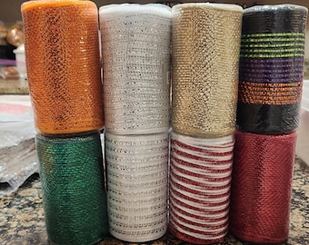 Premium Metallic Deco Mesh, Decorative Mesh, 5.5" x 10 Yards