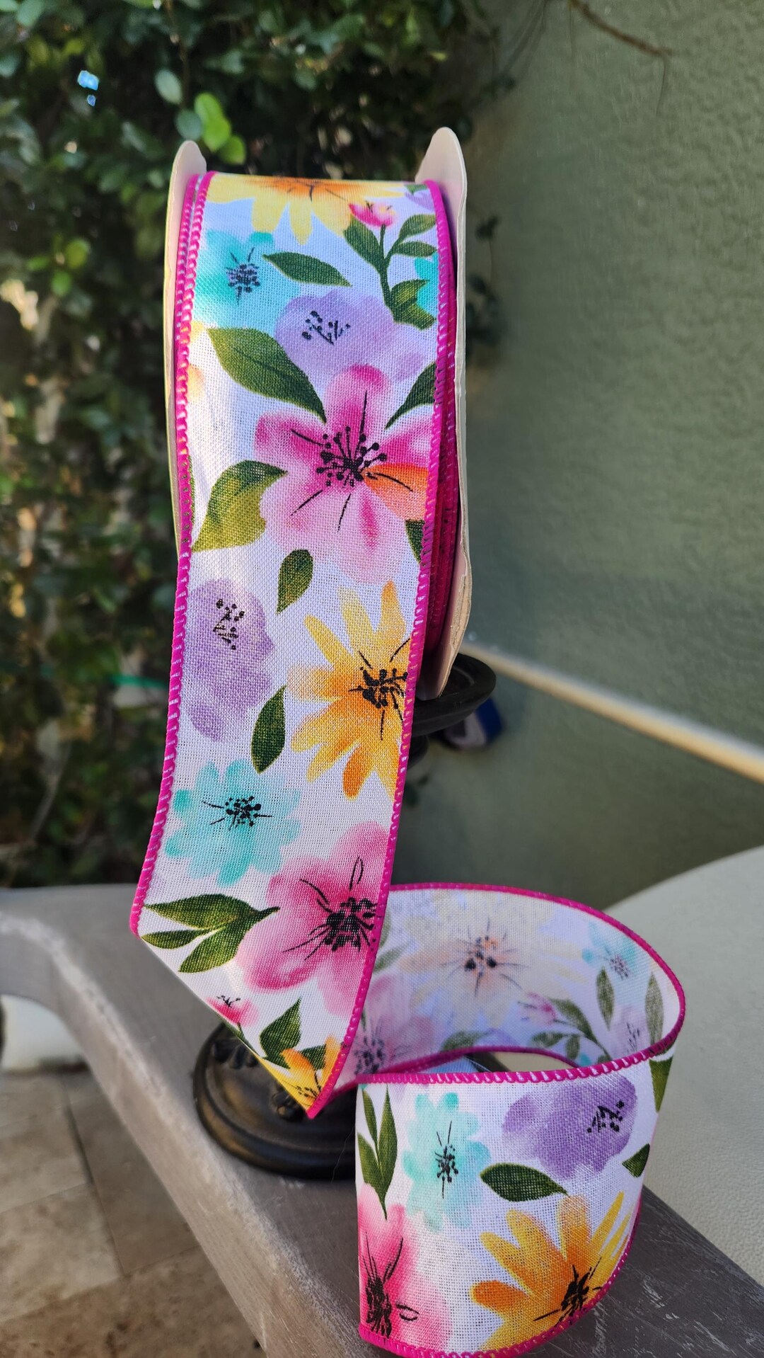 Bright Tropical Floral Wire Ribbon, 5 Yards, 2.5 Inch - Etsy
