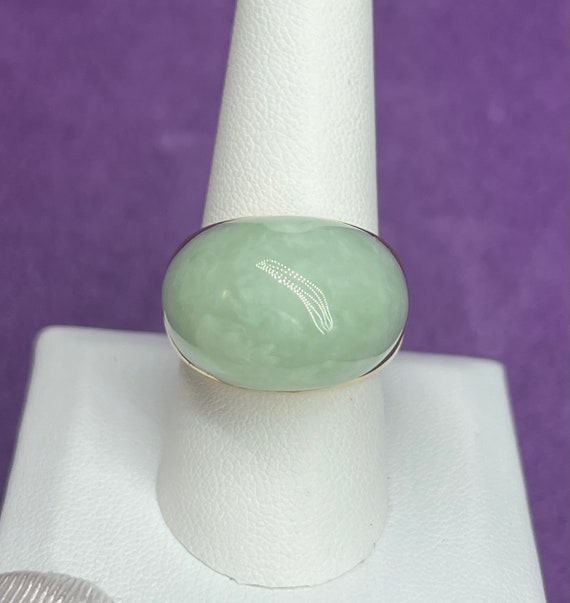 14k Estate Natural Jadeite Jade Vintage Ring