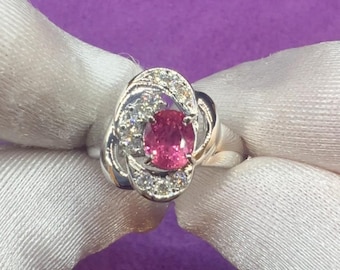 Platinum 1.34ctw Natural Pink Sapphire And Diamond Ring 9.60g