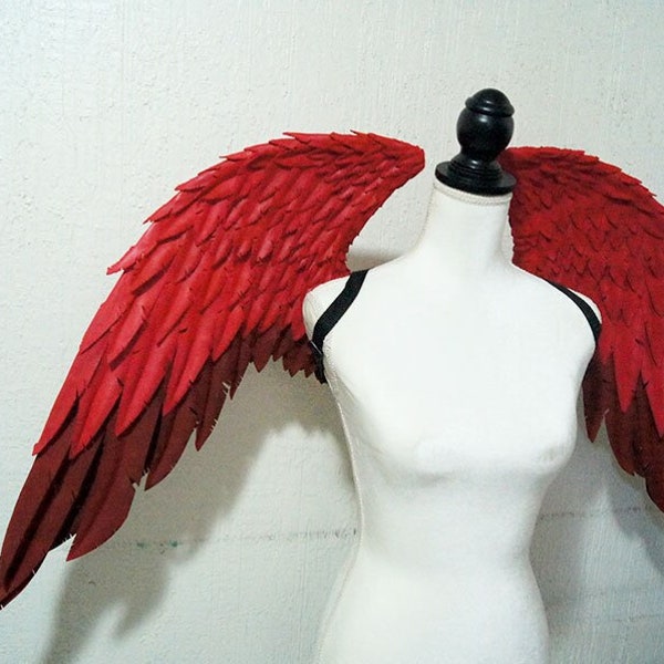 Red medium wings and more color for cosplay angel costume darker or lighter tips