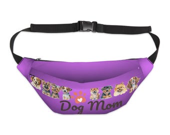 Dog Mom paw hearts design Fanny Pack | Purple dog mom waist bag