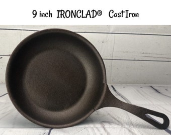 The No. 9 IRONCLAD® Cast Iron skillet is coated with all natural grapeseed oil. 9 inch iron Skillet