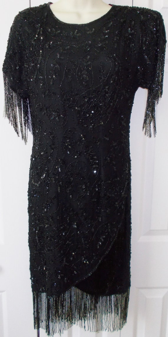 Vintage Womens Cocktail dress black seqjuins - image 2