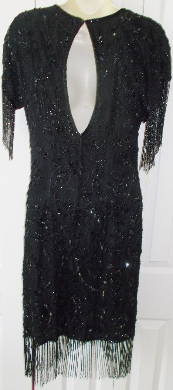 Vintage Womens Cocktail dress black seqjuins - image 5