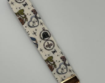 Space Lockets/Fabric Key Fob Keychain/ Wristlet Keychain/ Keychain Fob/ Key Ring/ Fabric Keychain/ Made in USA