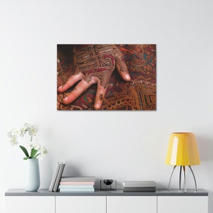 Harmony of Life |  Ancient Shipibo Art Print on Canvas, Ayahuasca-Inspired Wall Decor