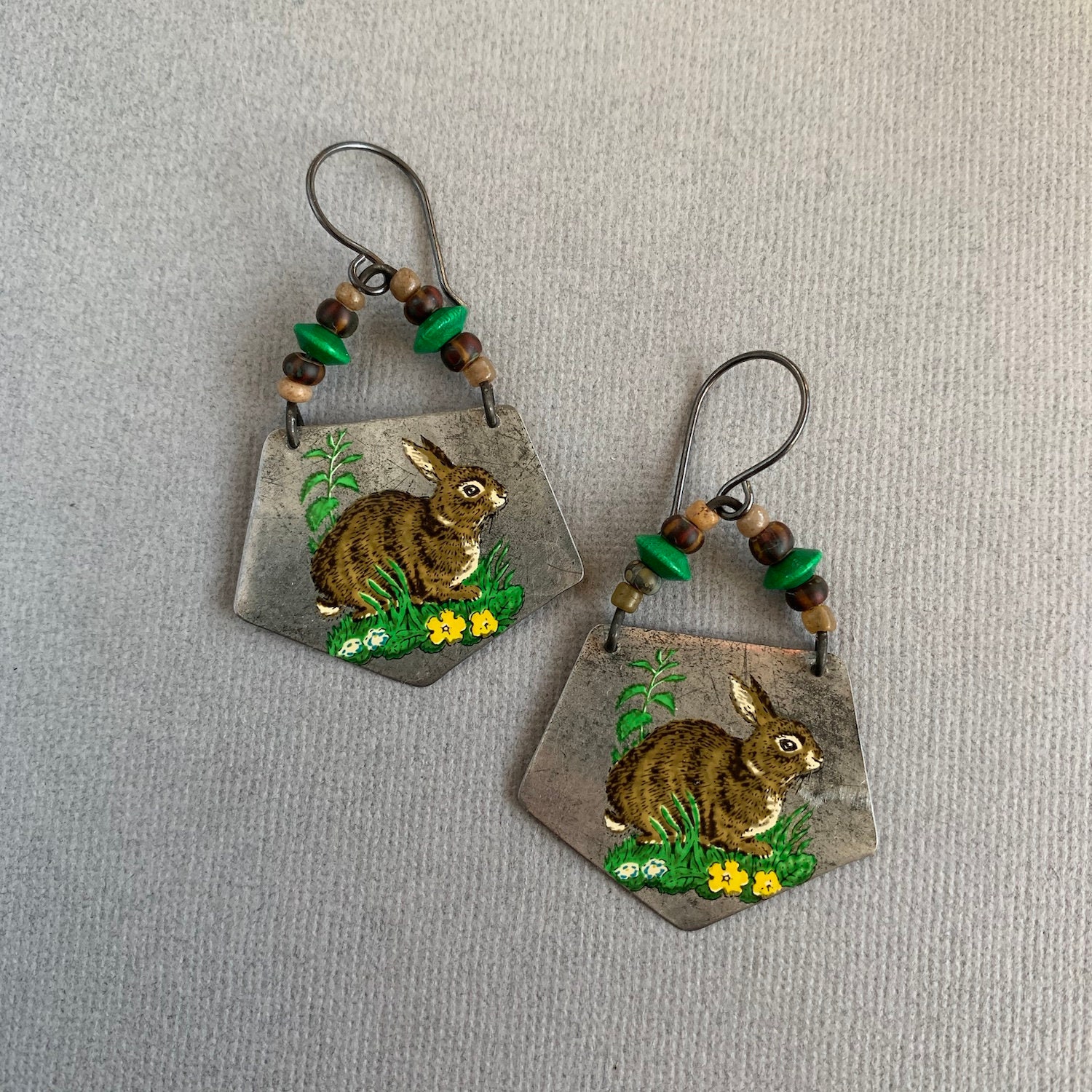 Taashya Dangling and Drop Metal Earring with tins of Blue Beads