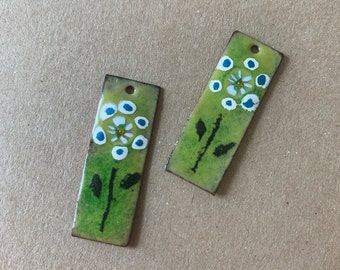 Daisy Flower Garden Enamel Murrini Earring Charms, Handmade Artisan Jewelry Components, DIY Jewelry Making Supply Supplies Spring Summer