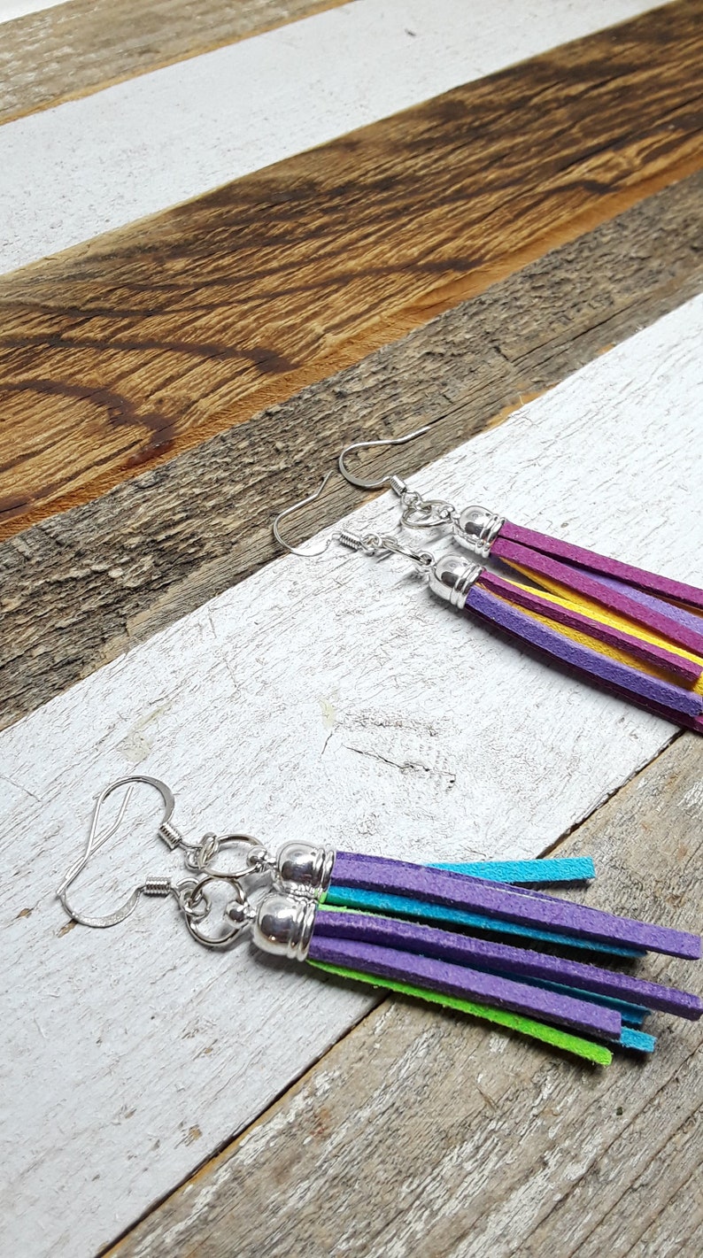Tassel Earrings Faux-Suede Short