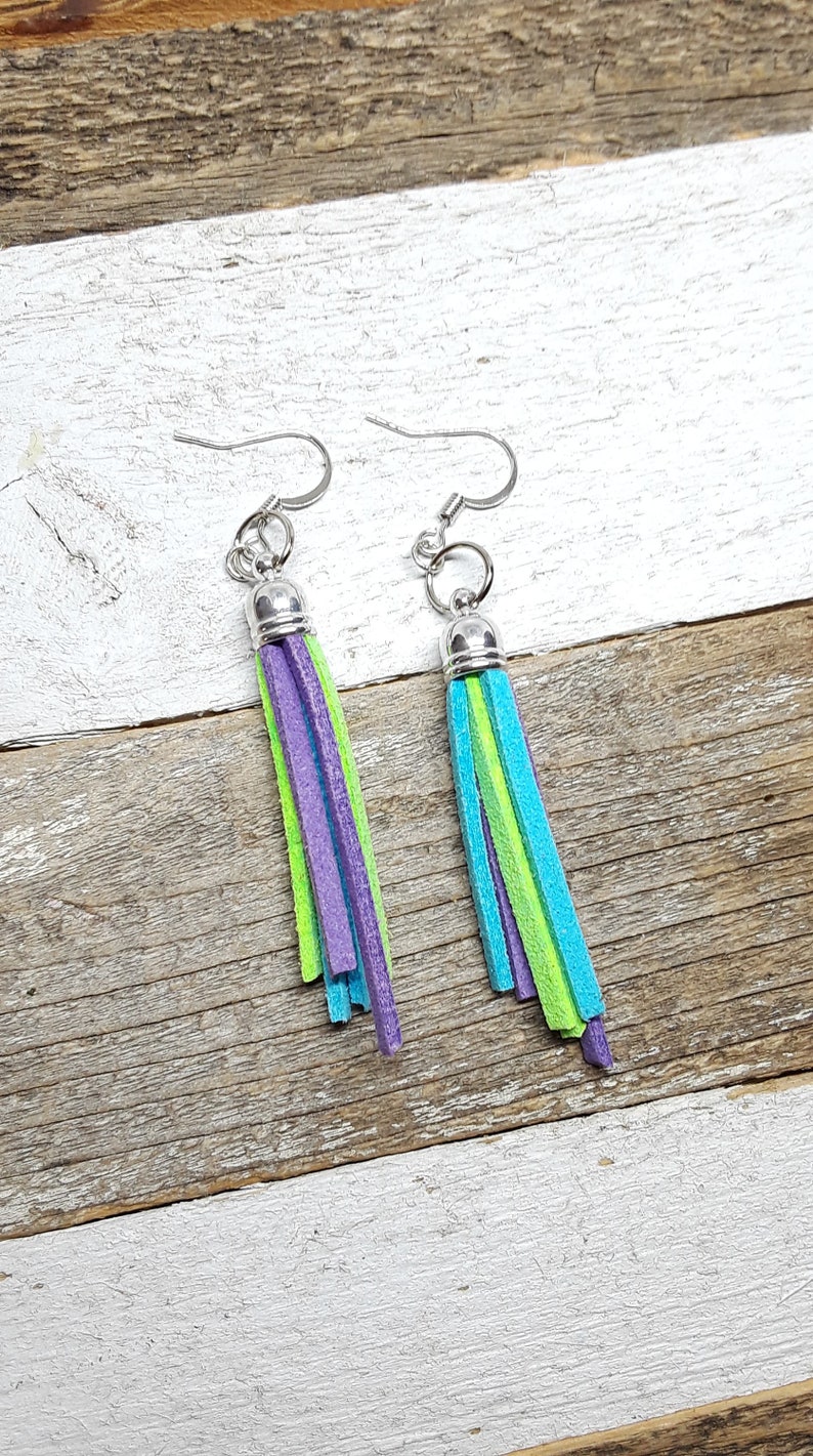Tassel Earrings Faux-Suede Short