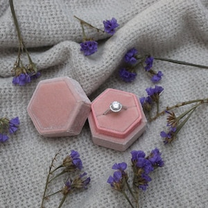 Hexagon Velvet Ring Box, Ring bearer, Engagement Ring Box, Wedding Ring Box, Vintage Ring Box, Luxury Ring Box - blush pink