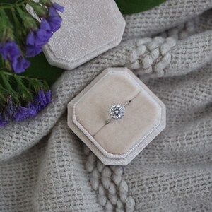 Octagon Velvet Ring Box, Proposal ring box, Engagement Ring Box, Wedding Ring Box, Ring Bearer, Vintage Ring Box, Luxury Ring Box - Blush Nu