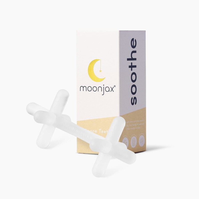 1-pack clear silicone patented moonjax\u00ae baby teether