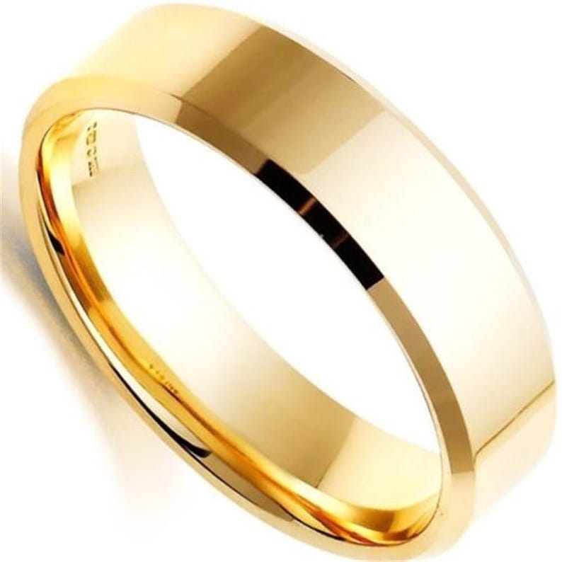 6MM Size 12 Gold Wedding Band Comfort Fit Stainless Steel Friendship Ring Smooth Finish ask for custom engraving!