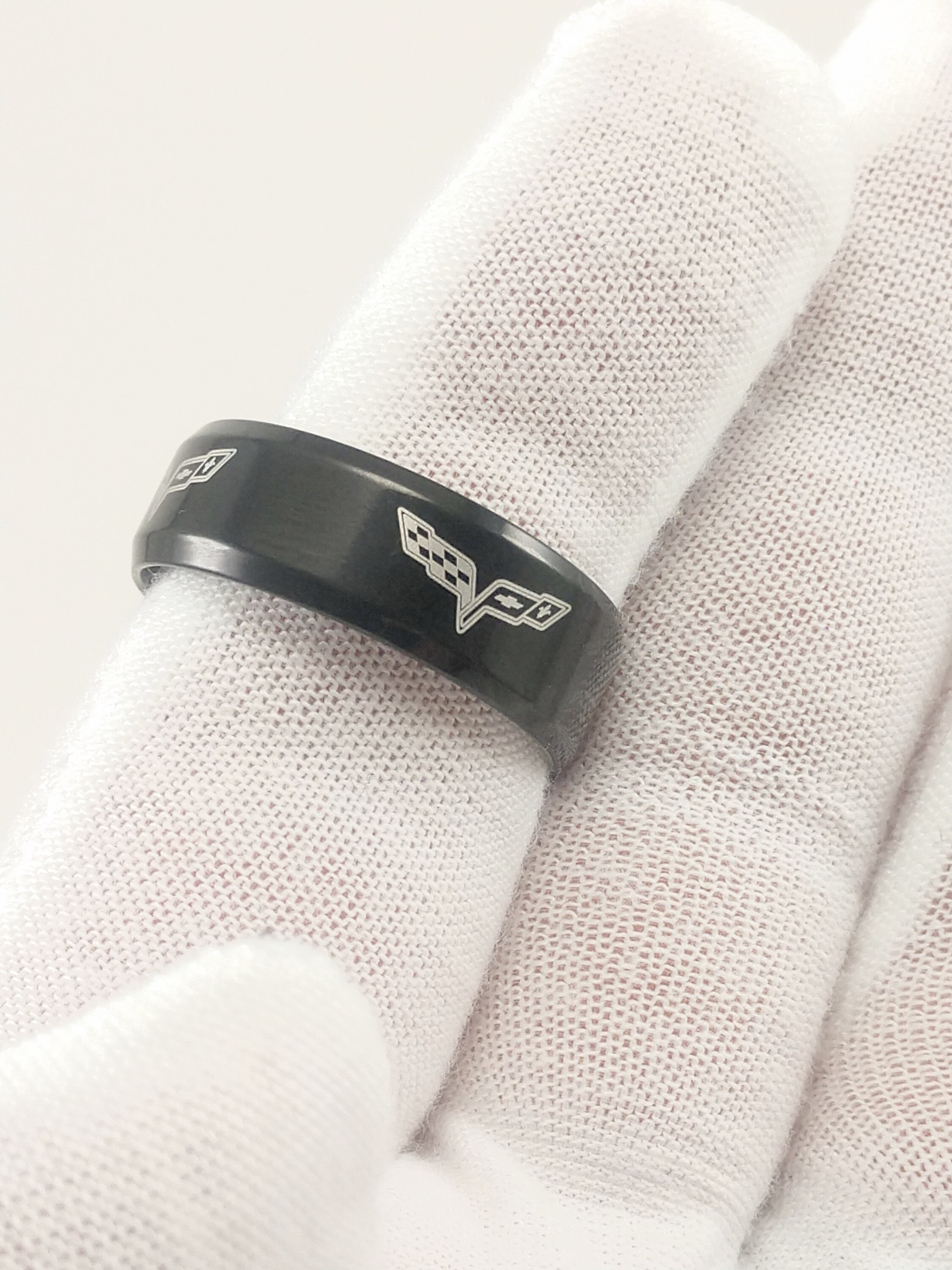 Laser Engraved Chevrolet Corvette Ring Black Stainless Steel Etsy