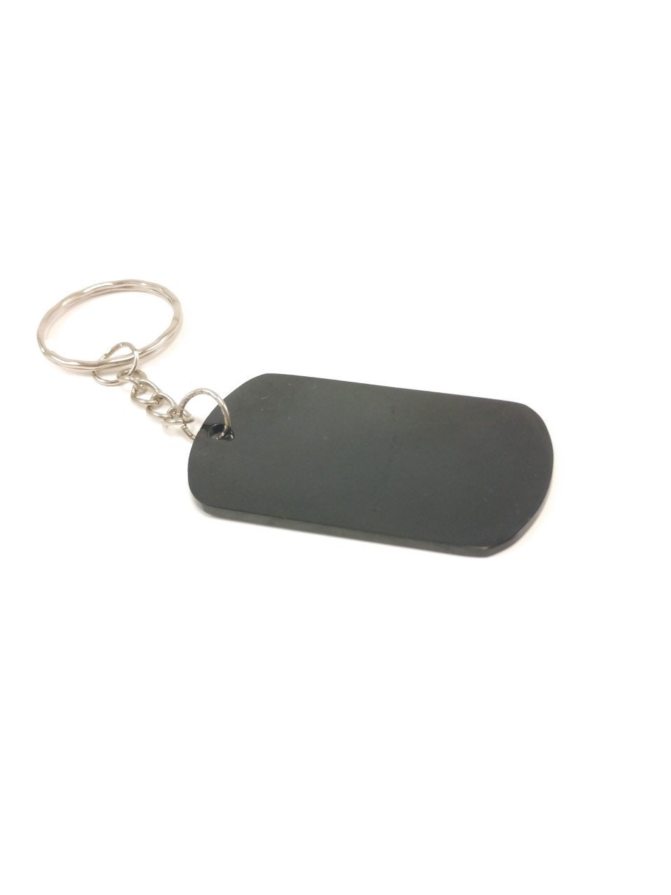 Personalized Dog Tag Keychain Silver or Black Engraved Etsy