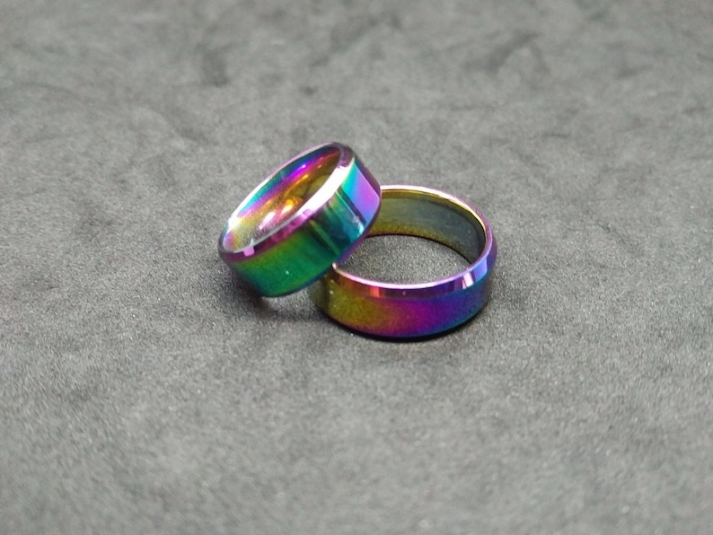 Chameleon Rainbow Customizable Ring Stainless Steel Wedding | Etsy