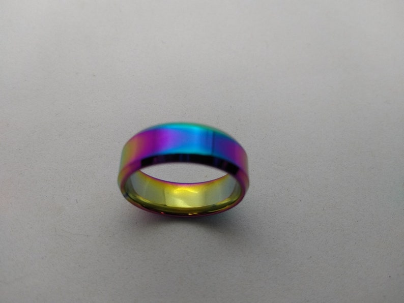 Chameleon Rainbow Customizable Ring Stainless Steel Wedding | Etsy