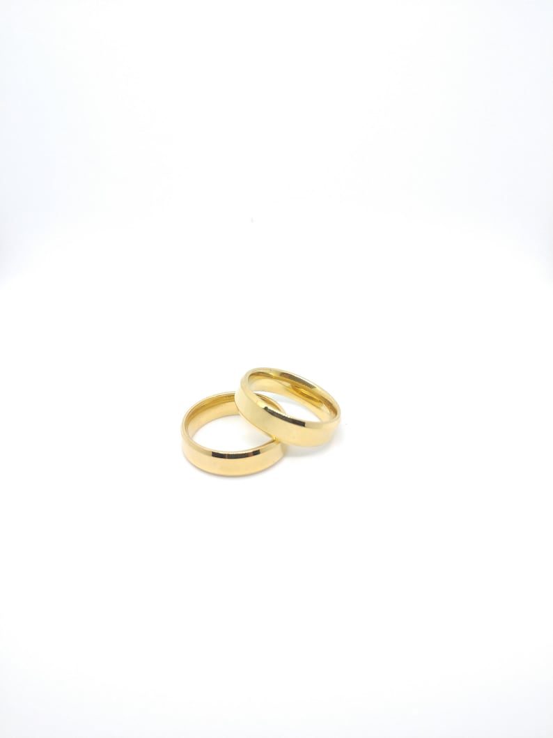 6MM Size 12 Gold Wedding Band Comfort Fit Stainless Steel Friendship Ring Smooth Finish ask for custom engraving!