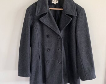 Vintage • Mario de pinto wool double button pea coat jacket