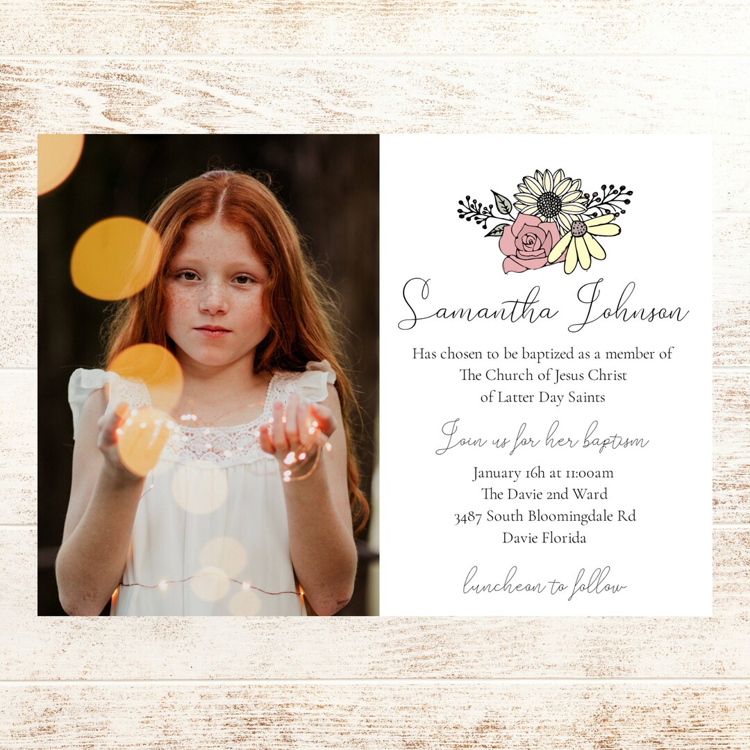 Printable Baptism Invitation Template: LDS Baptism Elegant - Etsy