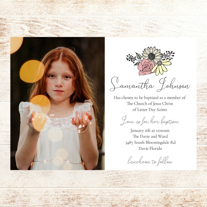 Printable Baptism Invitation Template: LDS Baptism Elegant - Etsy