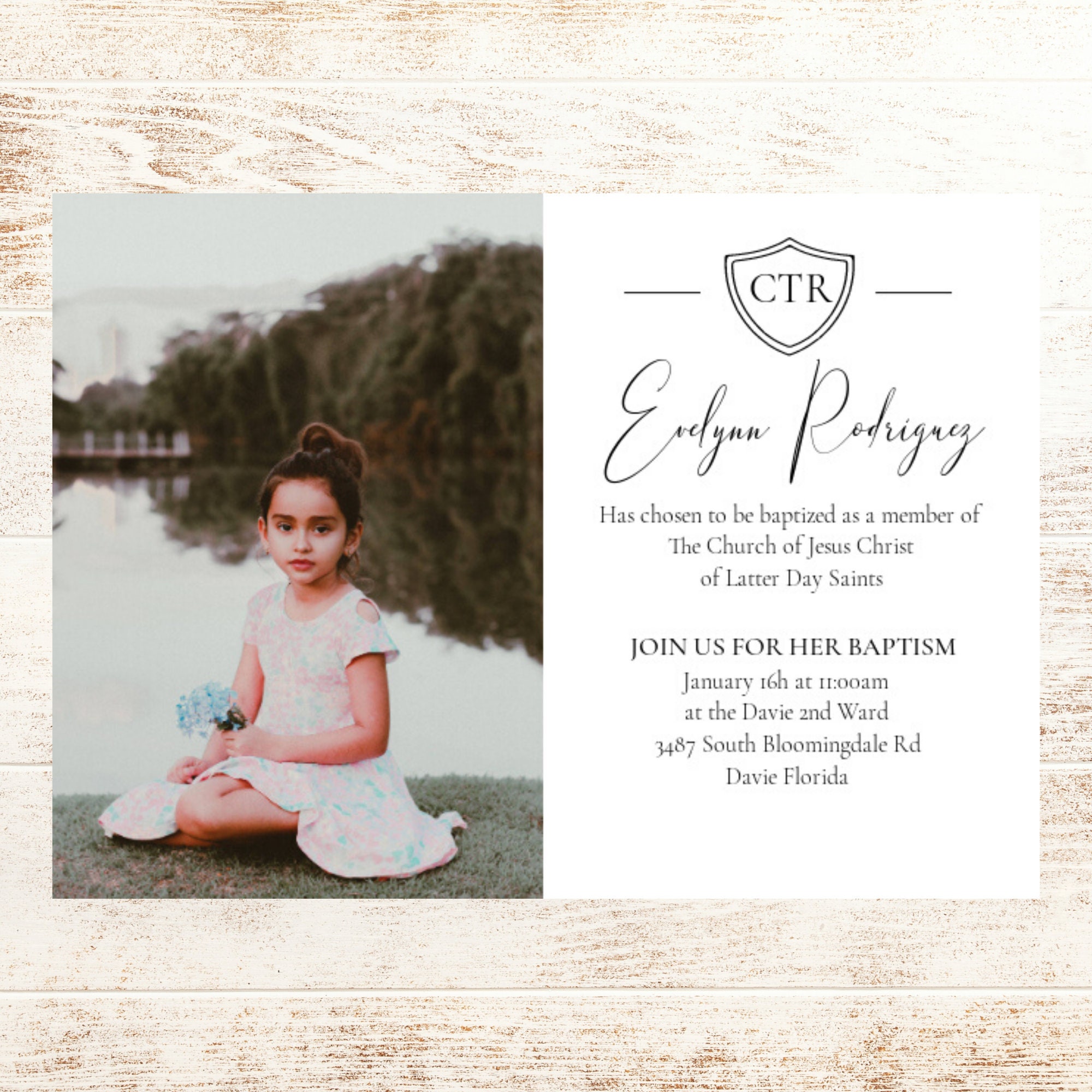 Printable LDS BAPTISM Invitation: Elegant Girl Photo Baptism | Etsy