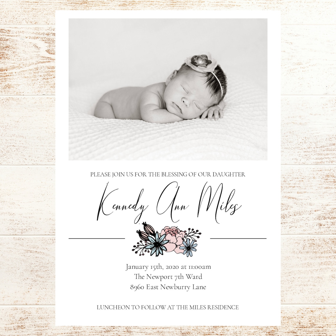 Baby Blessing Invitation Instant Download LDS Baby Blessing