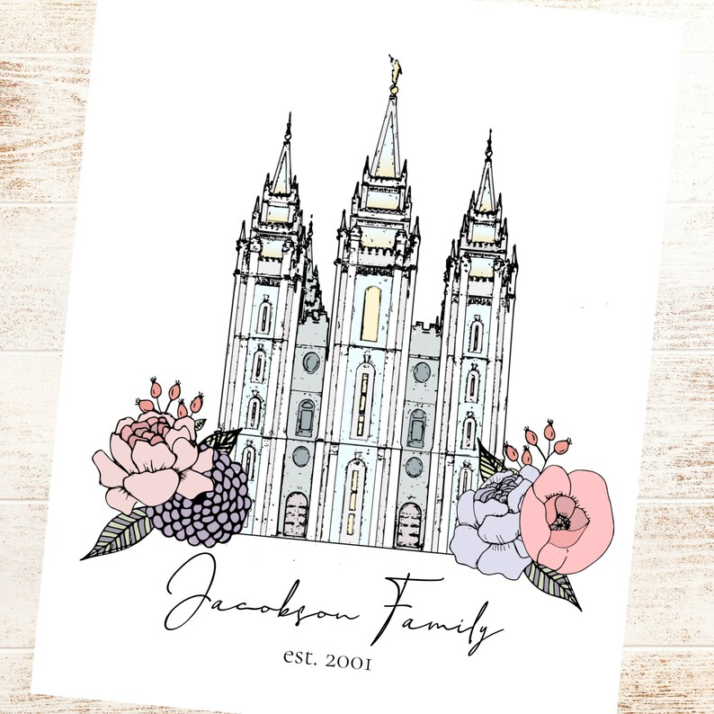 Printable LDS Temple Art: Personalized , Salt Lake City, Flowers , LDS ...