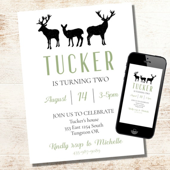 Digital Deer Birthday Invitation Editable Printable Hunting | Etsy