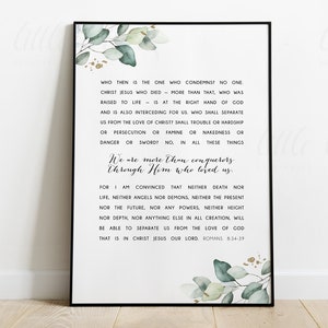 Romans 8 Digital Print // Wall Art // Decor // scripture // Christian Gift // Bible Passage //  Botanical // Eucalytpus // Printable Leaves