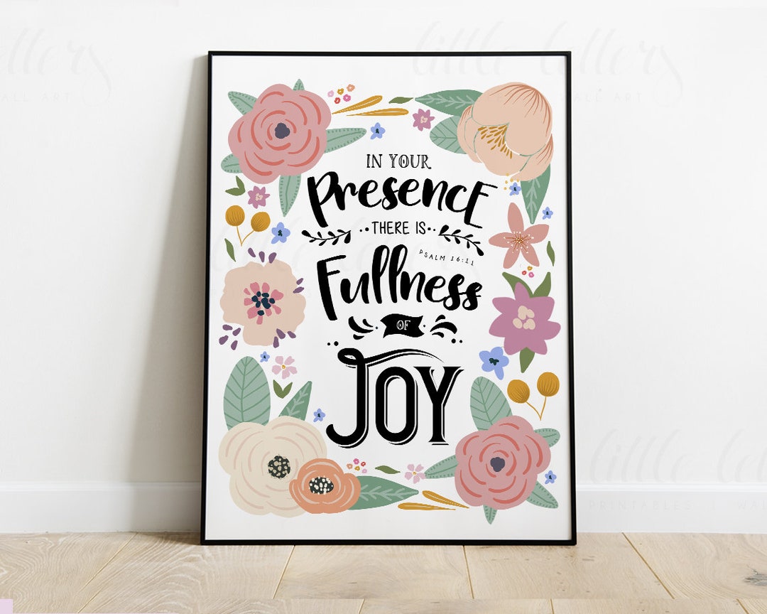 Floral Psalm 16:11 Bible Verse Print Wall Art, Scripture Printable ...