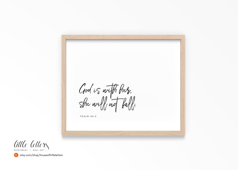 Bible Verse Wall Art, Scripture Printable, God is With Her Psalm 46:5 ...