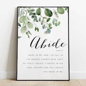 Bible Verse Wall Art, Bible Verse Printable, John 15 Scripture Wall Art, Encouragement, Bible Verse Print