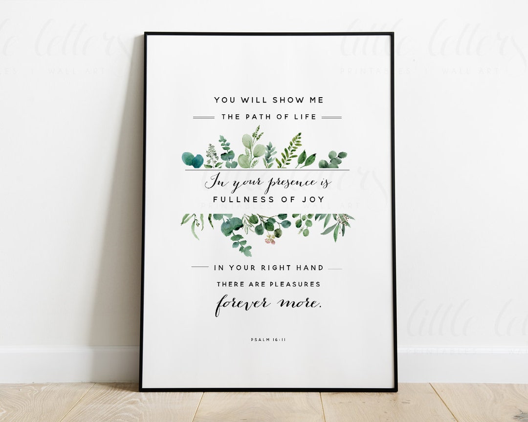 Bible Verse Wall Art, Scripture Printable, Psalm 16:11 Print Wall Decor ...