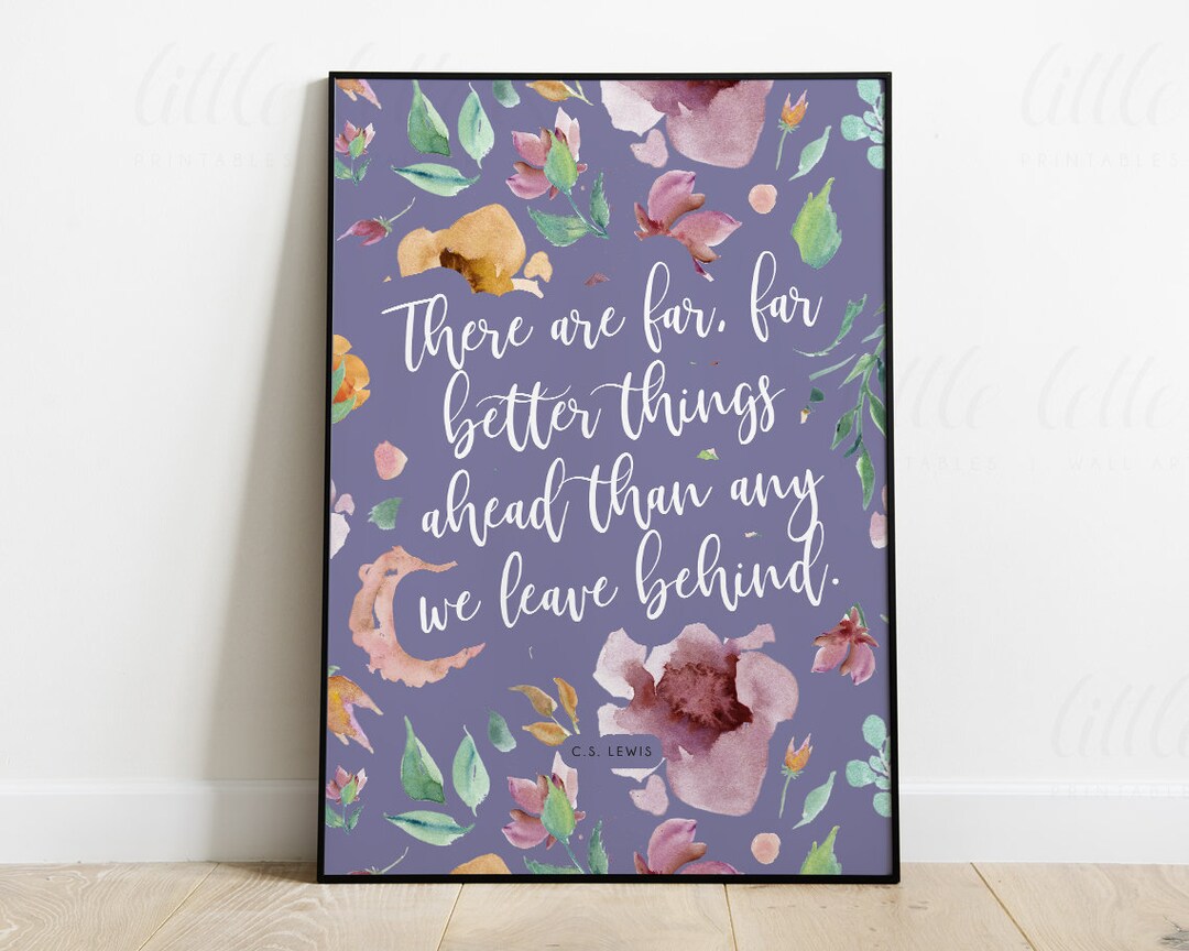 CS Lewis Wall Art, Purple Quote Printable, There Are Far Better Things ...