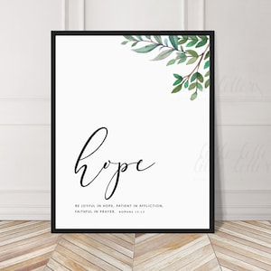 Bible Verse Wall Art, Bible Verse Printable, Romans 12:12 Scripture Wall Art, Encouragement, Bible Verse Print