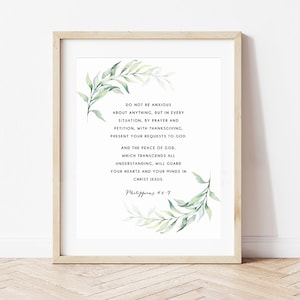 Bible Verse Wall Art, Printable, Philippians 4:6-7, Scripture Wall Art, Encouragement, Do not be anxious